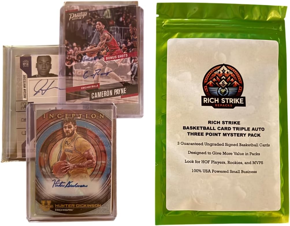 Rich Strike Basketball Card Triple Auto Three Point Mystery Pack. 3 Guranteed Signed Basketball Cards.