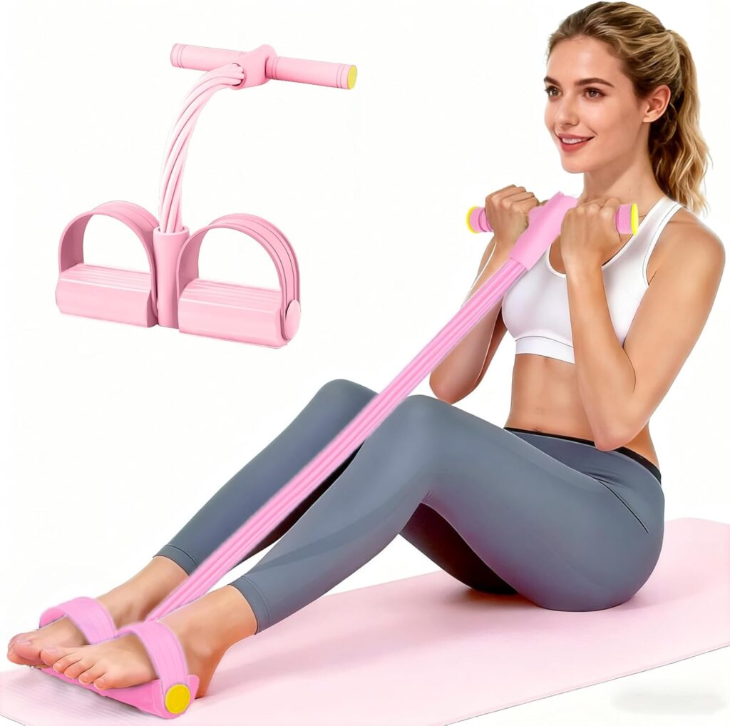 Pedal Resistance Bands with Handles, Upgrade 6-Tubes Manual Tension Training Pedal, Natural Rubber Foot Pedal Resistance Bands, Multifunction Fitness Bands for Abdomen, Waist, Arm, Leg