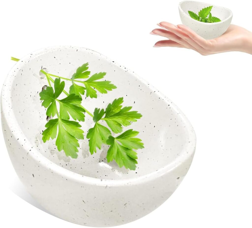 Pottery Herb Stripper Bowl,Small Handmade Herb Stripper Tool,Unique Ceramic Herb Stripper,with Different Hole Sizes for Separating Leaves and Stems,Suitable For Coriander, Rosemary, Etc (Beige)