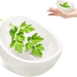 Pottery Herb Stripper Bowl，Small Handmade Herb Stripper Tool，Unique Ceramic Herb Stripper，with Different Hole Sizes for Separating Leaves and Stems，Suitable For Coriander, Rosemary, Etc (Beige)