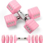 20LBS Adjustable Dumbbells Set, 4 in 1 Free Weights Dumbbells Set, 4lb 6lb 8lb 10lb with Metal Non Slip Handle, Quick Change Women/Men Dumbbell Set for Home Gym Exercise Training