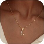 Initial Necklace for Women, 14K Gold Plated Box Chain Letter Pendant, Trendy Name Necklace, Dainty Personalized Jewelry Gift for Her