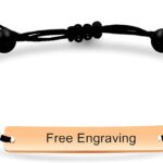 Unisex Handmade Personalized Name Identification Bracelet for Women Mom, Custom Braided Black Matte Agate Beads ID Bracelet for Mother Best Friends Bracelet Gift Y1451