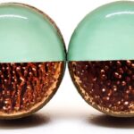 Two Toned with Faux Hammered Metal 10mm Stud Earrings Set, Round Studs for Women Girls Men, Handmade, Stainless Steel Posts for Sensitive Ears, Lightweight Color Dot Earrings by Candi Cove Designs