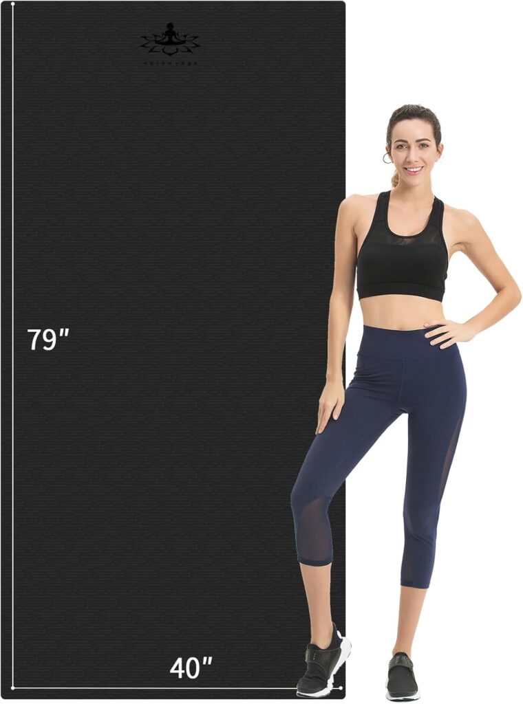 Hatha Yoga Extra Long TPE Yoga Mat 79″ x 40” x 1/2″ Thick Non-slip Exercise Mat for Home Gym Use, Yoga, Pilates, Fitness & Workouts