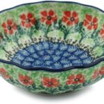 Authentic Polish Pottery Bowl 5-inch in Maraschino Design Handmade in Bolesławiec Poland by Ceramika Artystyczna + Certificate of Authenticity