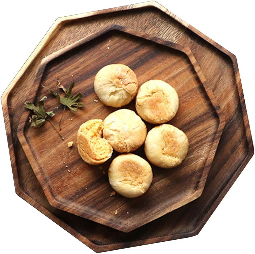 Set of 2 Acacia Wood Charcuterie Boards Round Wooden Serving Tray Fruit Platter Decor Trays Serving Ware Food Dish Serving Platters Cheese Board Square Party Trays Charger Plate Hosting Essentials