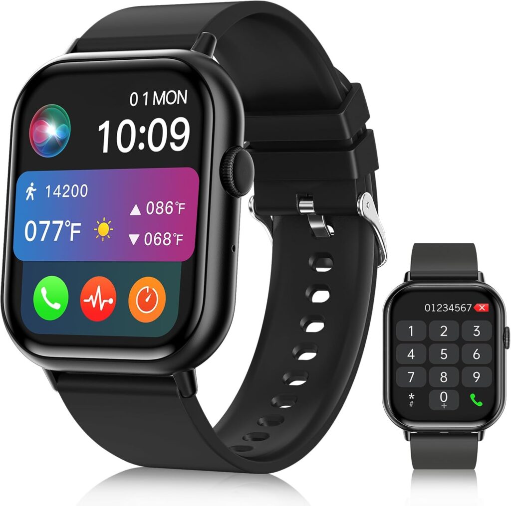 Smart Watches for Men Women (Answer/Make Call), 2.01″ HD Screen Fitness Tracker Watch with Blood Pressure/Heart Rate/Sleep Monitor, Smart Watch for Android iOS Phones, IP67 Waterproof Sport Watch
