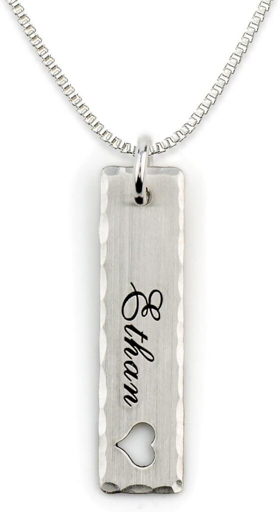 AJ’s Collection Open Heart Sterling Silver Name Necklace. Customize with a Name or Word. Choice of Sterling Silver Chain. Perfect Gifts for Love and Celebration.