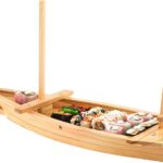 Juexica Wooden Sushi Boat Serving Tray Japanese Sushi Plate for Restaurant Sushi Tray Wood Serving Boat Plate for Food Display Home Wedding Birthday Party (Light Wood Color,28.2 Inch)