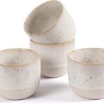 Ceramic Espresso Cups Set of 4, Double Walled Espresso Coffee Mugs for Nespresso Cups, Special glazed Demitasse Cups Expresso Coffee Cup for Espresso Machine (Speckled Off-White)