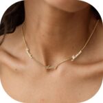 Personalized Name Necklace with Curb Chain,18K Gold Plated Handmade Personalized Necklace with Kid Name Family Choker Nameplate Necklace Mother Day Jewelry Gift for Mom