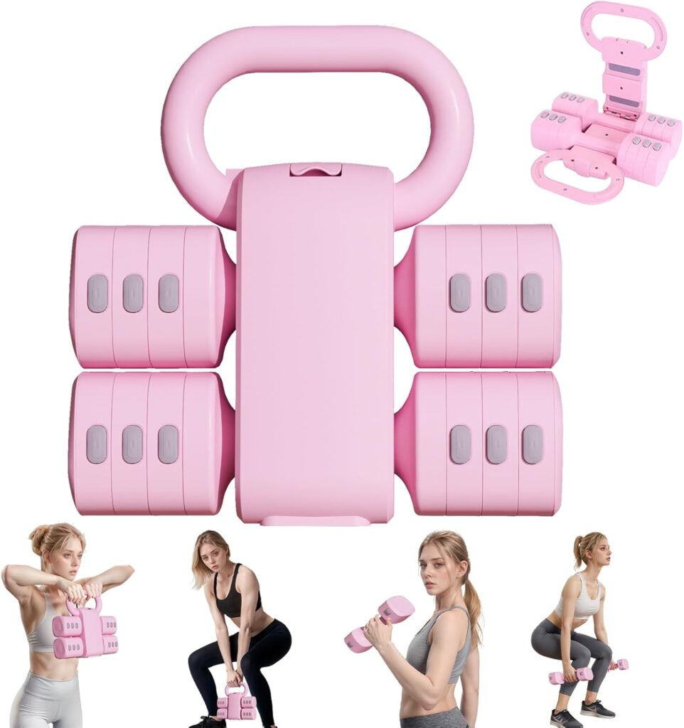 Adjustable Kettlebell Set, 4-in-1 Free Weight Kettlebell sets (5.5lbs 7.7lbs 9.9lbs 12.1lbs) for women, Weight Dumbbell Set of 2 for Home Gym Fitness Training