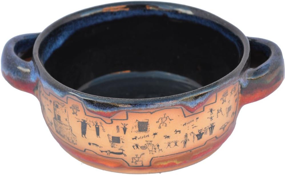 ALWAYS AZUL POTTERY Ruins French Onion Soup Bowl in Azulscape Glaze – Handmade Ceramic Pottery Bowl, Handcrafted Polished Stoneware, Unique & Stylish Glazed Bowl, Great for Soup, Salad, Cereal & More