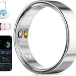 Smart Ring with Vibration Alerts, health tracker ring with Body Temperature Monitor, Heart Rate, Sleep & Fitness Tracking, Waterproof Activity Ring for Men & Women, No App Fees (Silver, 10#)