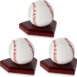 Thyle 3 Pack Baseball Stand Holders, Wooden Ball Holder Display Home Plate Shape Baseball Display Stand Decor Autographed Ball & Memorabilia Decorative Rack Holder Centerpieces Tables Ideal Gifts