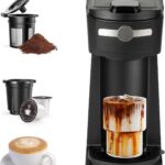 Single Serve K Cup Coffee Maker 2 in 1Machine,6 to 14 0z Brew Sizes,Auto Shut Off& Reusable Filter,Use Coffee Capsule&GroundCoffee&Loose Leaf Tea,Iced Coffee,Black
