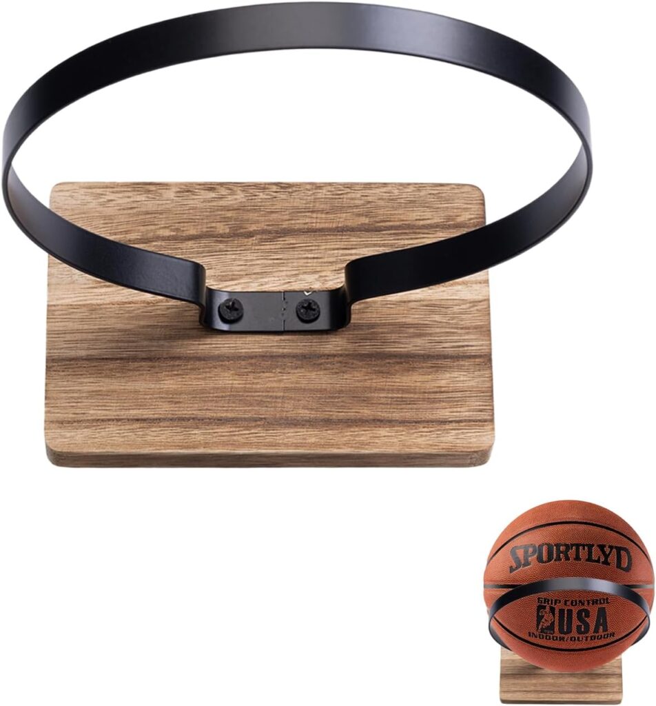 Wall Mount Ball Holder Display Rack for Basketball, Soccer & Volleyball – Ideal Storage Organizer for Autographed Sports Balls and Accessories – Perfect for Fans and Players