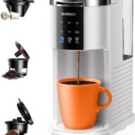SHARDOR K Cup Coffee Maker, 3 in 1 Single Serve Coffee Maker for K Cup Pods & Ground Coffee & Teas, 6 to 14oz Brew Sizes, 40oz Detachable Water Reservoir, Compact Design, White