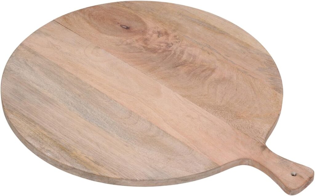 CG Hunter Wood Cutting Board 22in Handmade Round Serving & Chopping Board Paddle with Handle, Premium Home Decor Wooden Cutting Boards for Kitchen Display & Chopping, Light Wood