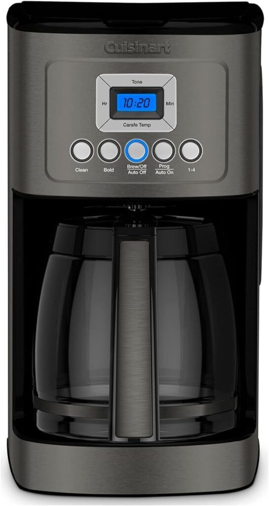 Cuisinart 14-Cup Coffee Maker, Programmable PerfecTemp Glass Carafe Coffee Machine with 1-4 Cup Setting, Brew Strength Control and Brew Pause, Stainless Steel, DCC-3200BKSNAS, Black