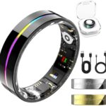Smart Ring for Women Men,Health Fitness Tracker with Sleep/Blood Pressure/Oxygen Monitoring, Heart Rate & Activity Tracking,IP68 Waterproof, 7-Day Battery,No Subscription Fee 3-Black 12