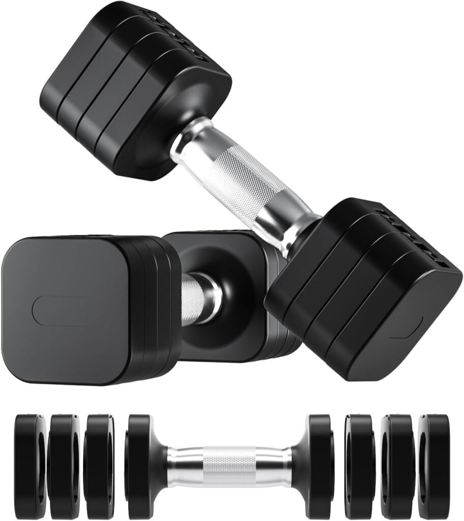 20LB Adjustable Dumbbell Set, 10lb Dumbbells Set of 2, 5 in 1 Free Weights Set, Each 4lb 6lb 8lb 10lb for Women & Men for Home Gym Exercise Workout Strength Training Equipments