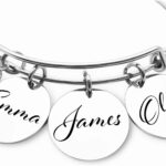Mother’s Day Gifts-Customizable Bangle Bracelet With Name Charms Gift For Mom-Grandma- Godmother