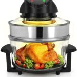 Nutrichef 18 Quart Convection Countertop Air Fryer – See through Glass for Best Cooking Results – Air Fryer, Roaster, Bake, Grill, Steam & Roast – Includes Glass Bowl, Broil Rack & Toasting Rack