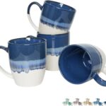 Bosmarlin Ceramic Coffee Mug Set of 4, 17 Oz, Coffee Cups with Big Handle, Microwave Safe, Unique Reactive Glaze