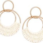 Raffia Hoop Earrings for Women Fun Boho Summer Beach Earrings Lightweight Handmade Straw Wicker Rattan Dangle Earrings Statement Geometric Round Drop Earrings