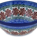 Authentic Polish Pottery Bowl 6-inch in Brown Flower Swirl Design Handmade in Bolesławiec Poland by Ceramika Artystyczna + Certificate of Authenticity