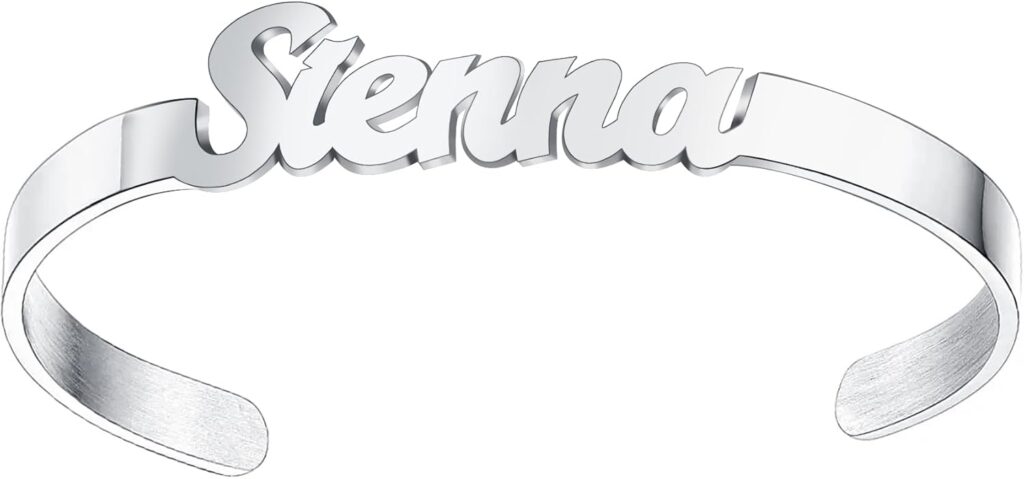 Personalized Initial Name Bracelet for Men Engraved Heart Custom Birthstone Name Plated Open Cuff Bangle Bracelets for Women