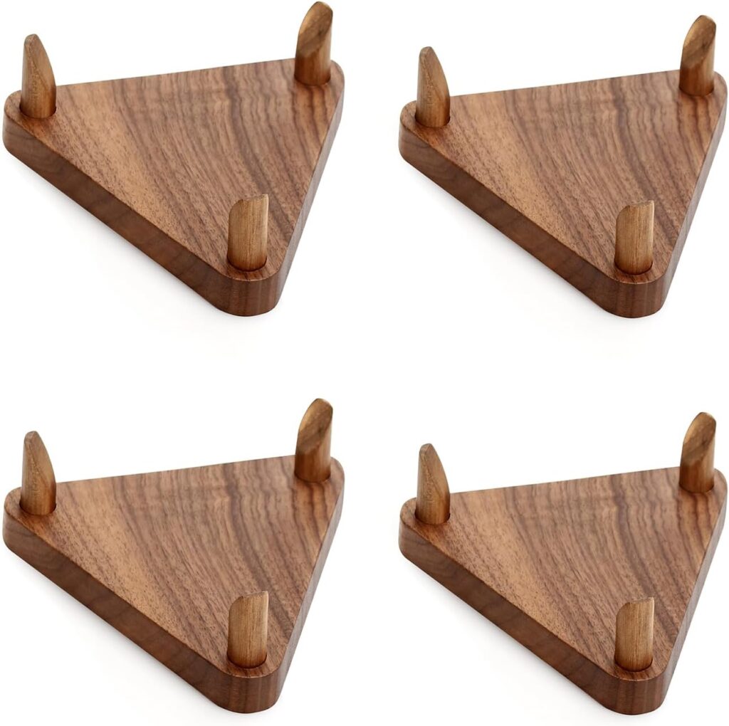 4 Packs Ball Stand Holder Display Stand for Basketball Football Soccer Holder Rack Autographed Ball Memorabilia Display Case Solid Walnut Wood Made Ball Display Stand