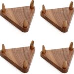 4 Packs Ball Stand Holder Display Stand for Basketball Football Soccer Holder Rack Autographed Ball Memorabilia Display Case Solid Walnut Wood Made Ball Display Stand