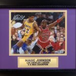 Magic Johnson Autographed 8×10 Framed Photo vs Michael Jordan | Beckett Authenticated, Basketball Memorabilia Display