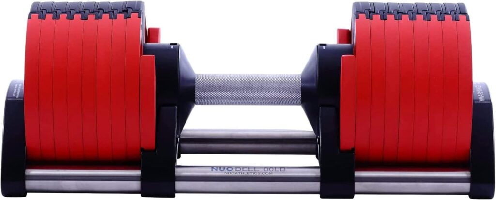 BODYTECH x NUOBELL Collaboration Product, Adjustable Dumbbell, Multiple levels of Weight change with one-hand Red 80 lbs