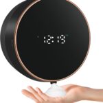 Automatic Soap Dispenser Foam Bathroom: Wall Mount Rechargeable Touchless Adjustable Auto Smart Electric Plastic Black Foaming Soap Dispenser with Clock – Kitchen – Hand Dish Lotion Couple Kids