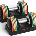 Adjustable Dumbbells Set 12.5LB/22.5LB Pair, 1-Sec Fast Adjustable 5 Weights by Turning Handle, Premium Comfort Non-slip Metal Dumbbells with Tray, Compact Size for Full Body Home Workout