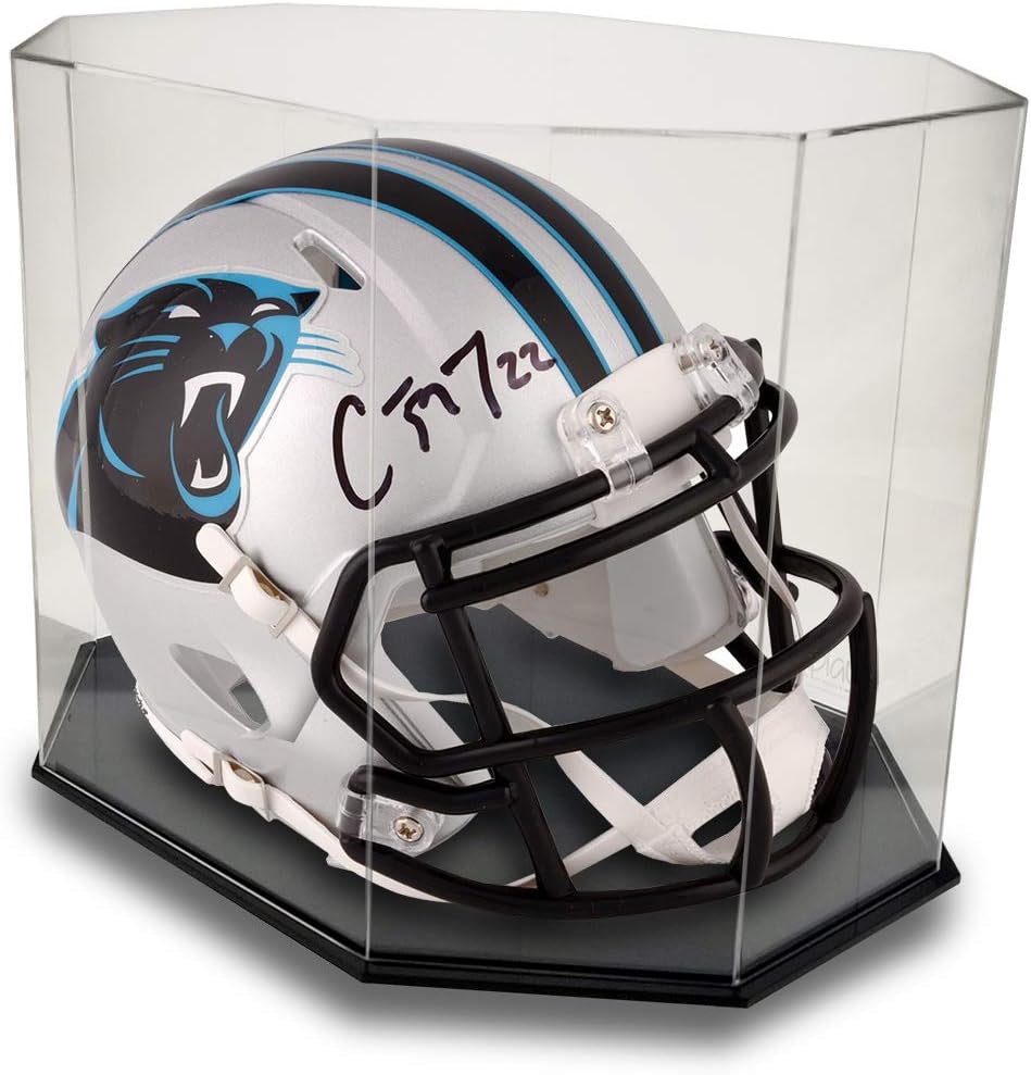 OnDisplay Deluxe Acrylic Football Helmet Display Case with Black Base – UV Protected Showcase for Autographed Full-Size Helmets – Hockey/Motocross/Baseball