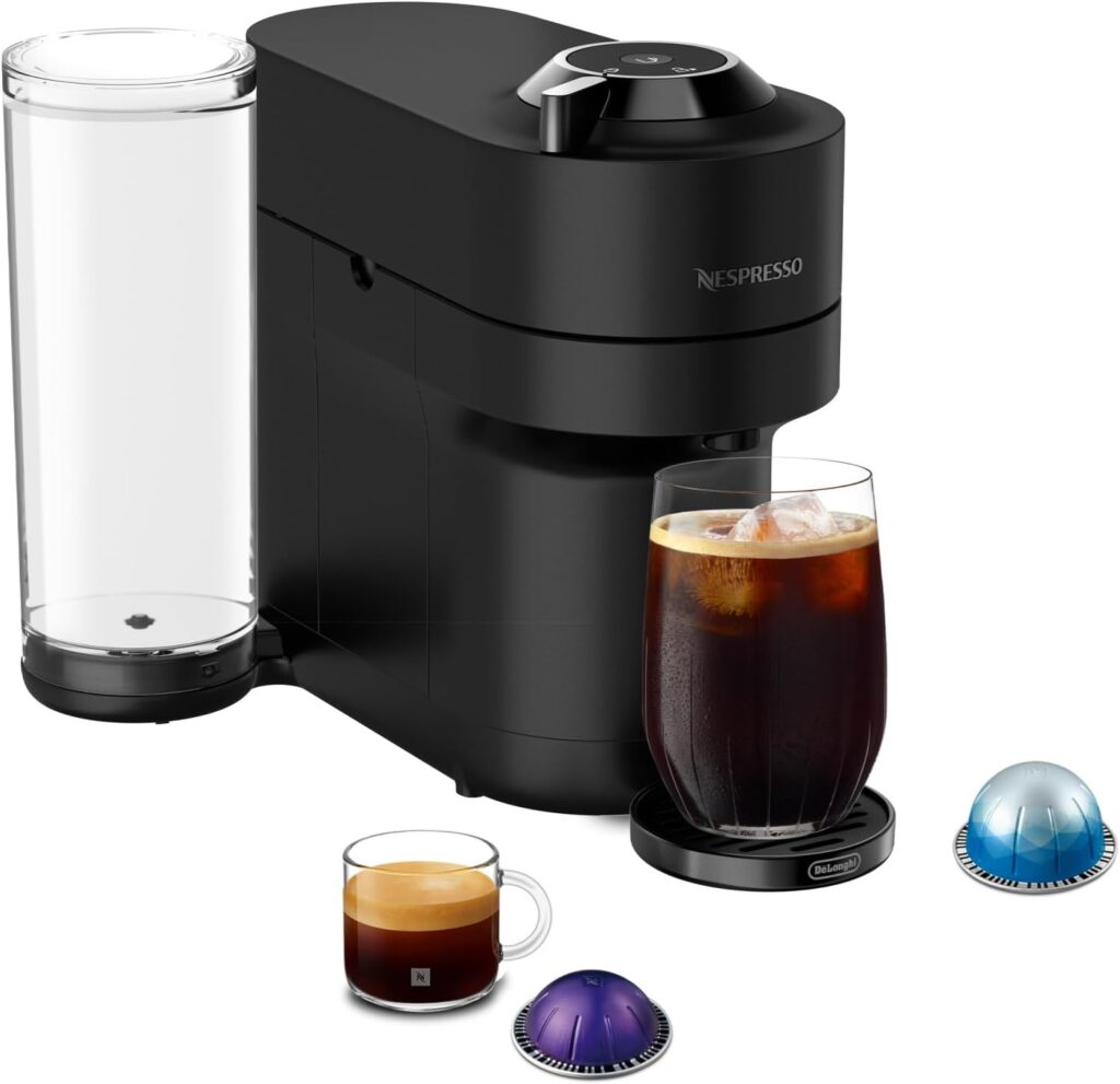Nespresso Vertuo Pop+ Coffee and Espresso Maker by De’Longhi, Black Matte with Dark Chrome