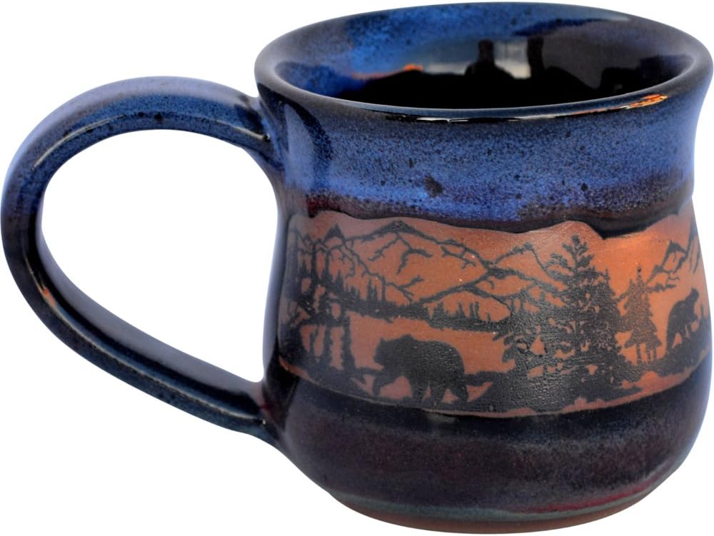 ALWAYS AZUL POTTERY Bearwrap 14 Oz. Mug in Mountainscape Glaze – Handmade Ceramic Coffee Mug – Stylish and Unique Handcrafted Artistic Drinkware – Polished Clay Cups, Great for Coffee, Tea, and More