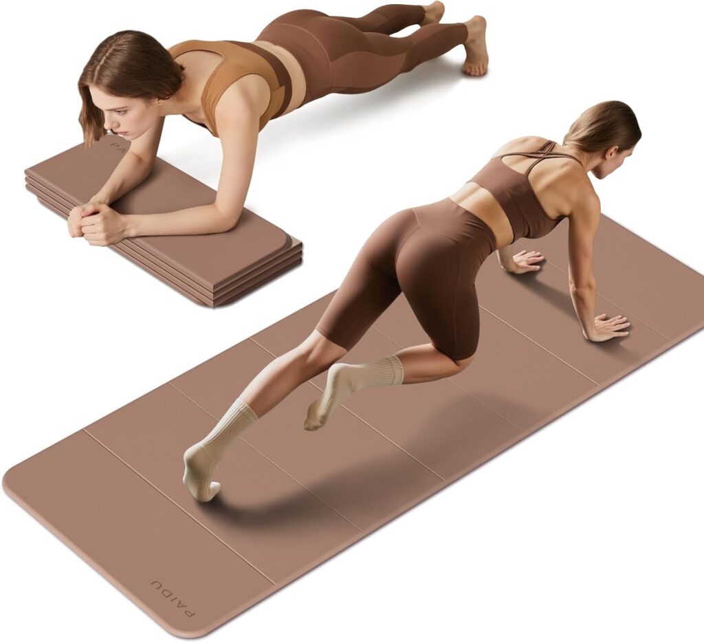 Foldable Fitness Yoga Mat | 2/5″ (10MM) Extra Thick | SGS Certified Non-Slip TPE | 75×26″ Extra Long-Wide | Portable & Easy Store | for Yoga, Pilates, Home Gym & Full-Body Workouts