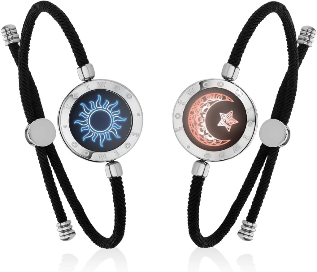 TOTWOO Long Distance Touch Bracelets for Couples, Vibration & Light up for Love Couples Bracelets | Long Distance Relationship Gifts for Girlfriend Bluetooth Pairing Jewelry