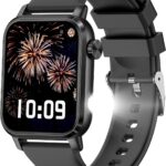 KPEP Smart Watches with LED Flashlight, 1.85″ HD Smartwatches for Men Women, Answer/Make Calls, Heart Rate/SpO2/Sleep Monitor, 100+ Sport Modes, IP68 Waterproof Fitness Tracker for iOS Android, Black