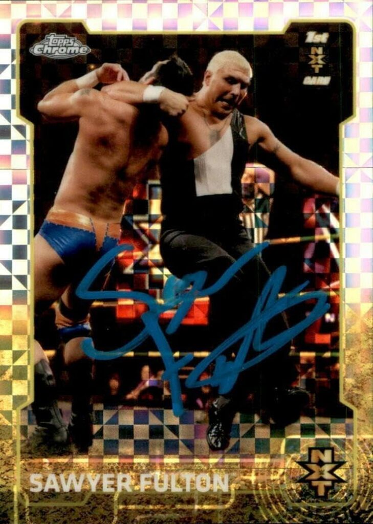 Sawyer Fulton Signed 2015 Topps Chrome NXT X-Fractor Card #99 WWE Impact Madman – Autographed Soccer Cards