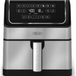 bella 8 Qt Digital Air Fryer with TurboCrisp Technology, Large Family Size Nonstick Cooking Basket and Crisping Tray, Multiple Preset Functions, Auto Shutoff, Stainless Steel, 1750 Watt