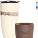 Bosmarlin Ceramic Trave Coffeel Mug with Lid, 21 oz, Portable Coffee Cup for Car Cup Holder, Microwave and Dishwasher Safe, Reactive Glaze