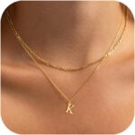 Initial Necklaces for Women Dainty Gold Silver Layered Letter Pendant Necklace Cute Figaro Chain Choker Necklace Personalized Trendy Stuff Jewelry Stack Gift for Women Her