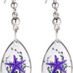FM FM42 Silver-tone Starfish Seashell Pressed Flower Small Heart Marquise Drop Dangle Hook Earrings